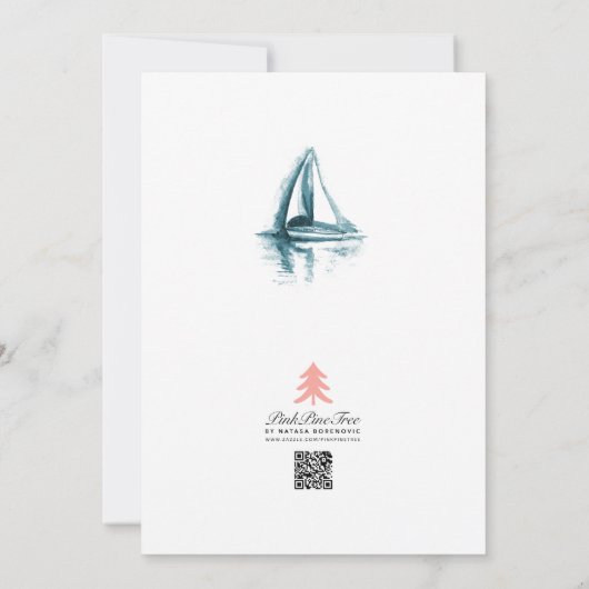 Waterverf Zeilbots repetitie binnenste uitnodiging (Achterkant)