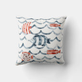 Waterverf zeiler rood en blauw monogram kussen (Achterkant)