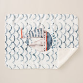 Waterverf zeilor red en blauw monogram sherpa deken (Voorkant (horizontaal))