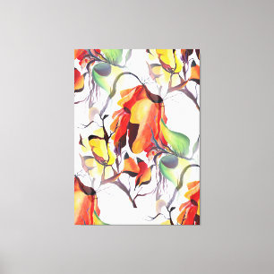 Waterverf Zelden voorkomende bloemen van tropisch  Canvas Afdruk