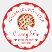Waterverf Zelfgemaakt Cherry Pie Label (Voorkant)