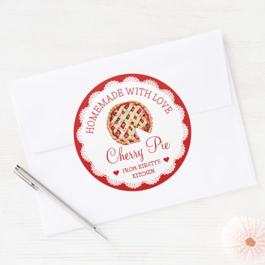 Waterverf Zelfgemaakt Cherry Pie Label (Envelop)