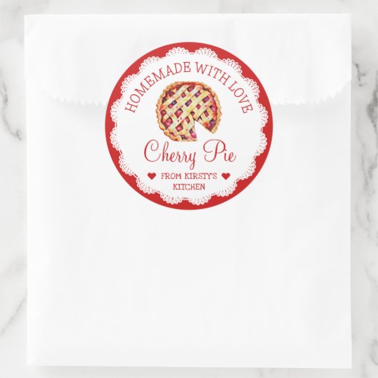 Waterverf Zelfgemaakt Cherry Pie Label (Tas)