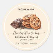 Waterverf Zelfgemaakte Chocolade Chip Cookies Stic Ronde Sticker (Voorkant)