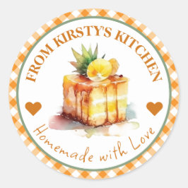 Waterverf zelfgemaakte Gingham Ananas Cake Label