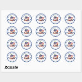 Waterverf Zelfgemaakte Gingham Blueberry Cake Labe Ronde Sticker (Vel)