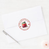 Waterverf Zelfgemaakte Gingham Cranberry Jam Ronde Sticker (Envelop)