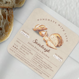 Waterverf Zelfgemaakte Sourdough Cottage Law Label