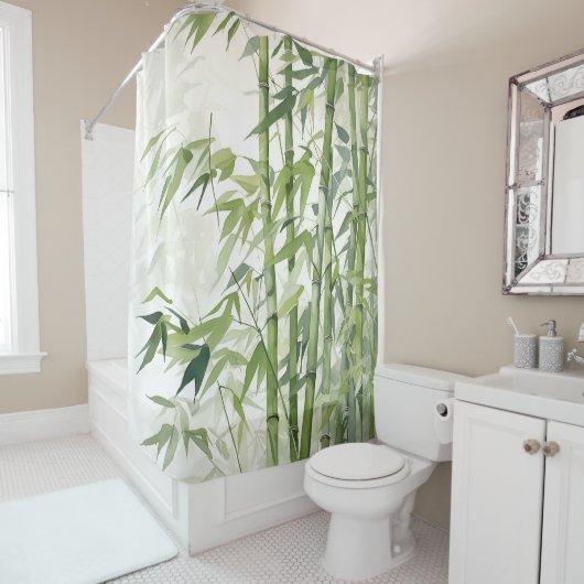 Waterverf Zen Bamboo Harmony Douchegordijn (In situ)