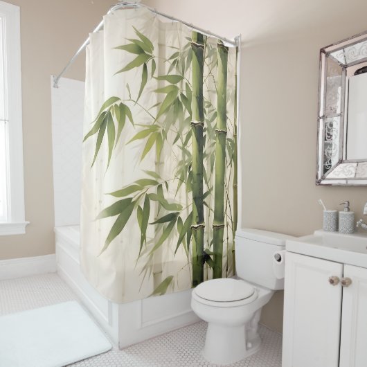 Waterverf Zen Bamboo Harmony Douchegordijn (In situ)