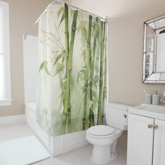 Waterverf Zen Bamboo Harmony Douchegordijn (In situ)