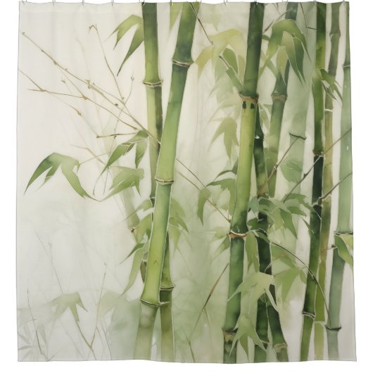Waterverf Zen Bamboo Harmony Douchegordijn (Voorkant)