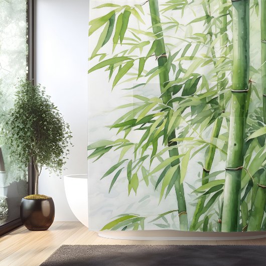 Waterverf Zen Bamboo Harmony Douchegordijn