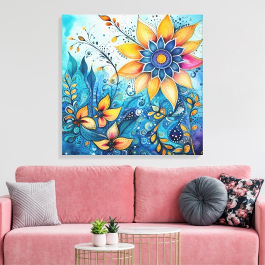 Waterverf Zen Doodle Canvas Kunst (Insitu (Woonkamer))
