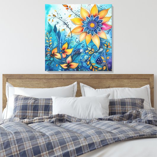 Waterverf Zen Doodle Canvas Kunst (Insitu (Slaapkamer))