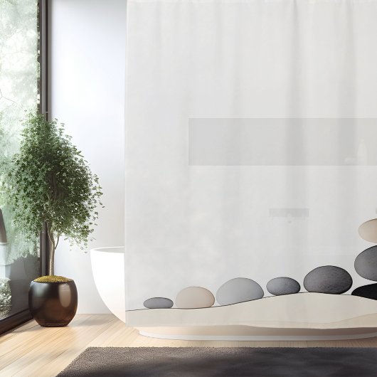Waterverf Zen Stone Garden Japanse stijl Douchegordijn