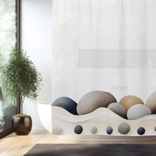 Waterverf Zen Stone Garden Japanse stijl Douchegordijn