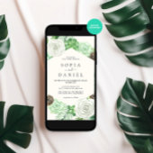 Waterverf zeshoekig Lijst groen bruiloft Kaart