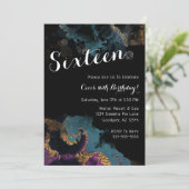 Waterverf Zestien Verjaardagsuitnodiging Kaart (Staand voorkant)