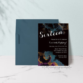 Waterverf Zestien Verjaardagsuitnodiging Kaart