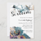 Waterverf Zestien Verjaardagsuitnodiging Kaart (Voorkant)