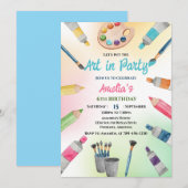 Waterverf, zet de kunst op een feestje! Birthday Kaart (Voorkant / Achterkant)