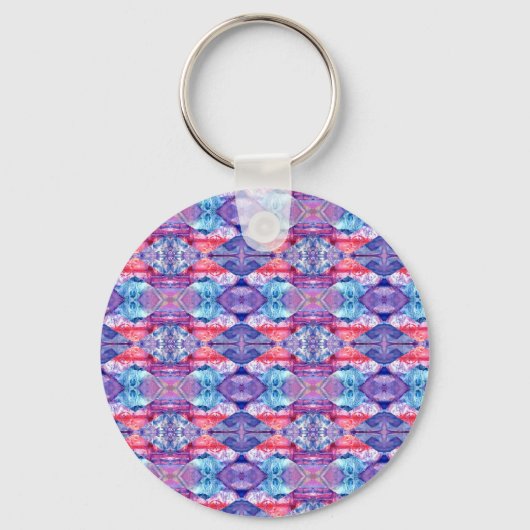 Waterverf Zigzag Patroon Sleutelhanger (Voorkant)