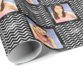 Waterverf ZigZag Voeg een eigen foto toe Chevron Cadeaupapier (Rol Hoek)