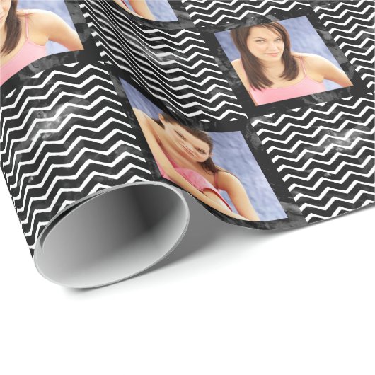 Waterverf ZigZag Voeg een eigen foto toe Chevron Cadeaupapier (Rol Hoek)