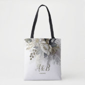 Waterverf Zilver Gouden Witte Rozen Bloemen Tote Bag (Voorkant)