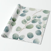 Waterverf Zilveren Dollar Eucalyptus Cadeaupapier (Uitgerold)