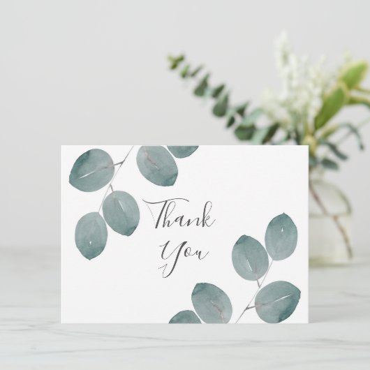 Waterverf Zilveren Dollar Eucalyptus Leaves Bedankkaart (Staand voorkant)