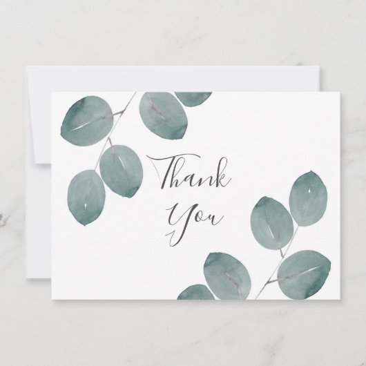 Waterverf Zilveren Dollar Eucalyptus Leaves Bedankkaart (Voorkant)
