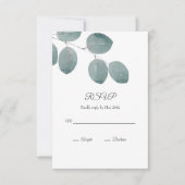 Waterverf Zilveren Dollar Eucalyptus Leaves RSVP Kaartje (Voorkant)
