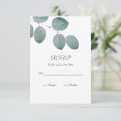 Waterverf Zilveren Dollar Eucalyptus Leaves RSVP Kaartje (Staand voorkant)