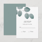 Waterverf Zilveren Dollar Eucalyptus Leaves RSVP Kaartje (Voorkant / Achterkant)