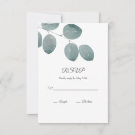 Waterverf Zilveren Dollar Eucalyptus Leaves RSVP Kaartje