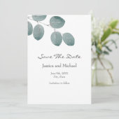 Waterverf Zilveren Dollar Eucalyptus Leaves Save The Date (Staand voorkant)