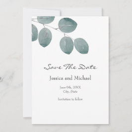 Waterverf Zilveren Dollar Eucalyptus Leaves Save The Date