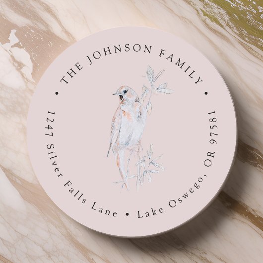 Waterverf Zingende Nachtegaal Vogel Retouradres Ronde Sticker