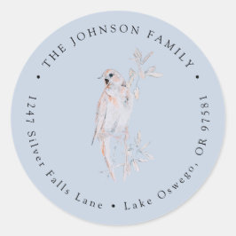 Waterverf Zingende Nachtegaal Vogel Retouradres Ronde Sticker