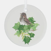 Waterverf zingt de Natuur van de Sparrow Bird Glas Ornament (Achterkant)