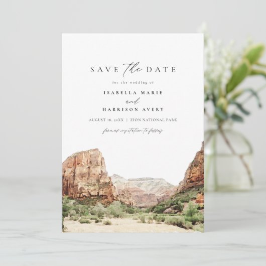Waterverf Zion National Park Save the Date Kaart (Staand voorkant)