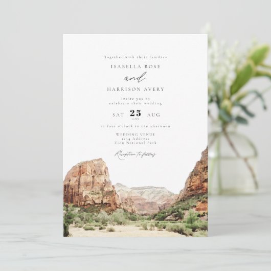 Waterverf Zion National Park Wedding Kaart (Staand voorkant)