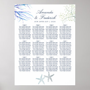 Waterverf - Zitkaart met zeewier rond het huwelijk Poster