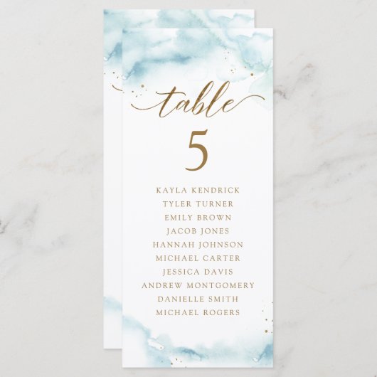 Waterverf zitplan kaartjes met gastnamen (Voorkant / Achterkant)