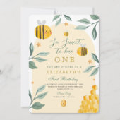 Waterverf Zo Zoet om bijenhoning 1e Verjaardag Kaart (Voorkant)