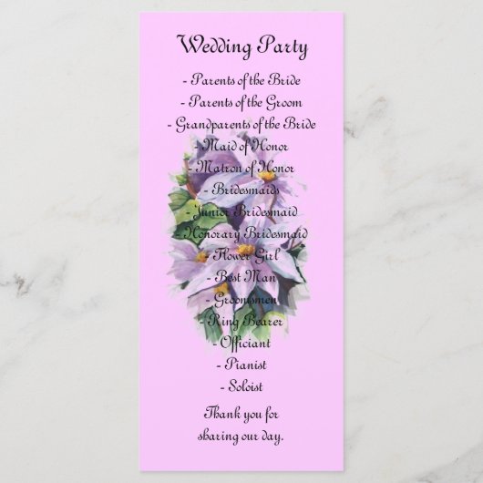 Waterverf zoals clematis programmakaart (Achterkant)