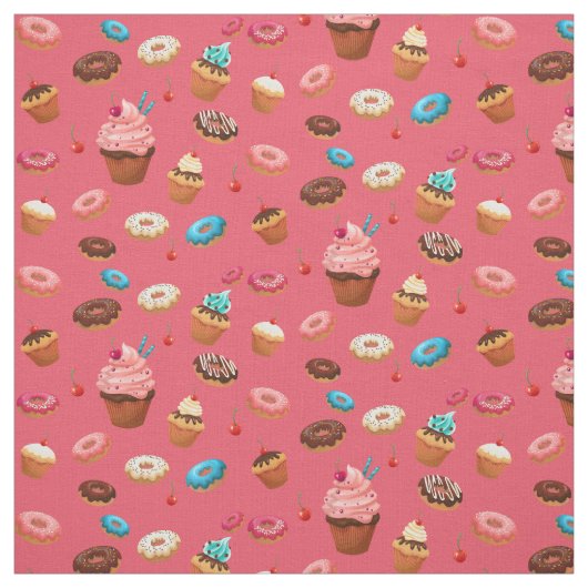 Waterverf zoete donuts patroon stof (Swatch)