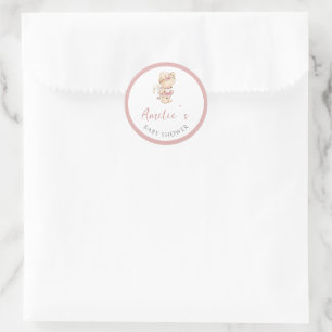 Waterverf Zoete Kleine Beer Blush Roze Ronde Sticker